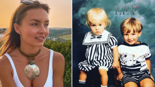 Angelique Boyer junto a su hermano de pequeña