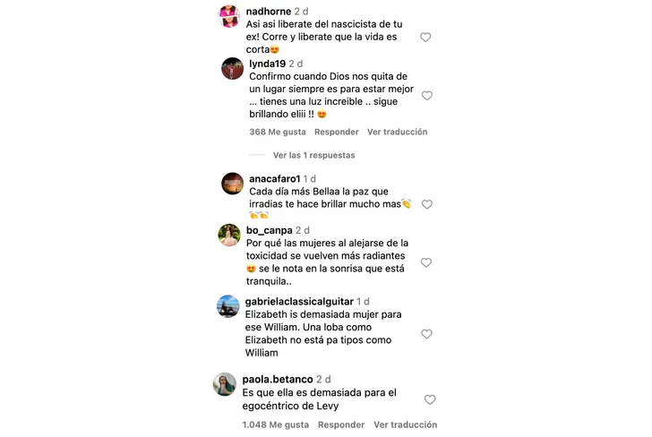 Comentarios vía Instagram Elizabeth Gutiérrez