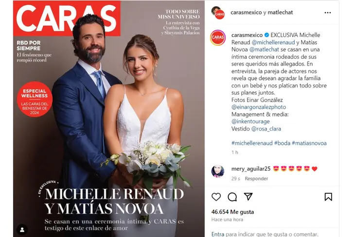 Michelle Renaud y Matías Novoa se casaron, cortesía revista CARAS