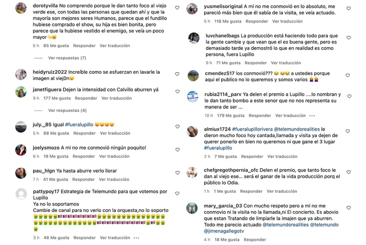Comentarios vía Instagram Telemundo Realities