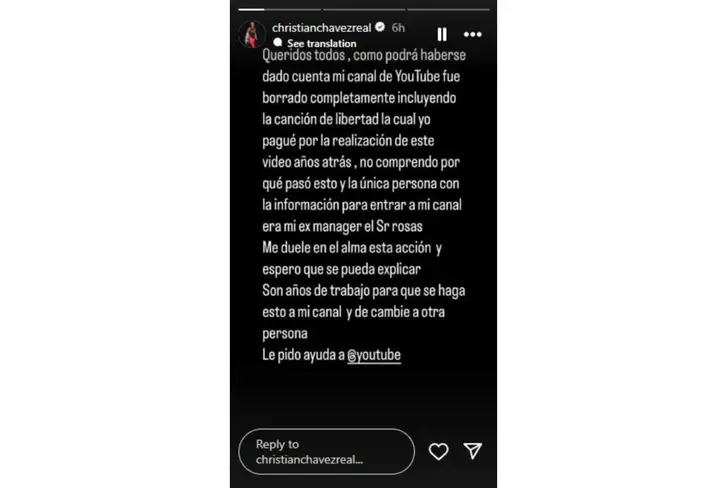 Vía Instagram Christian Chávez
