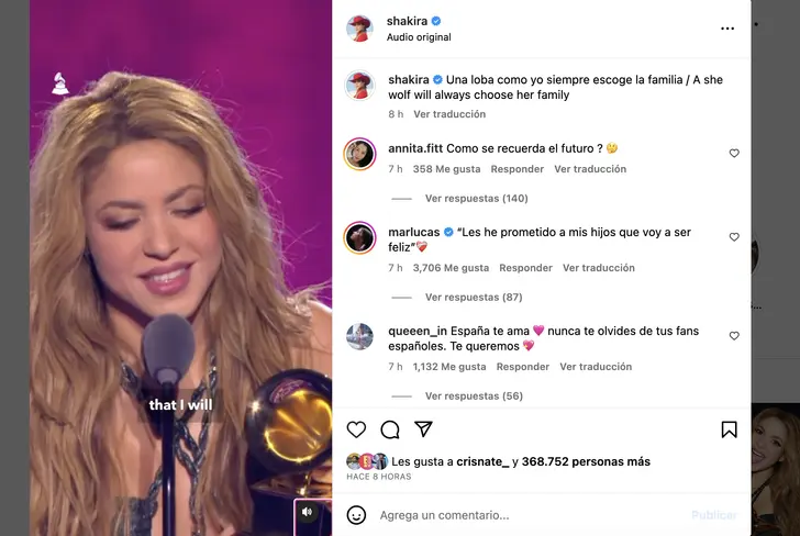 Vía Instagram Shakira