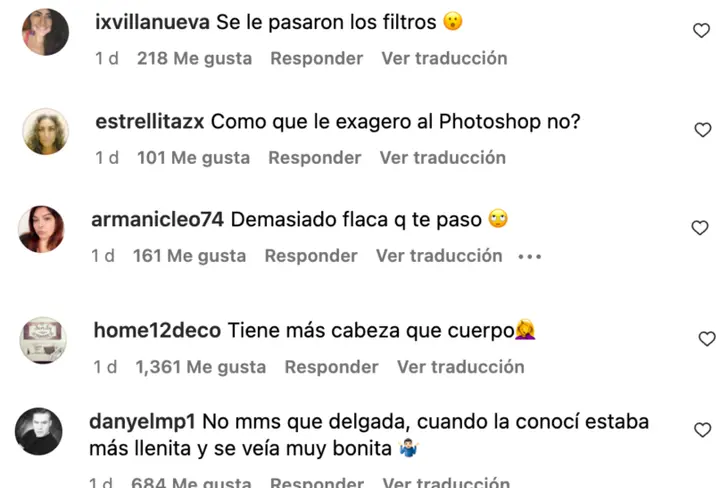 Comentarios vía Instagram Itatí Cantoral