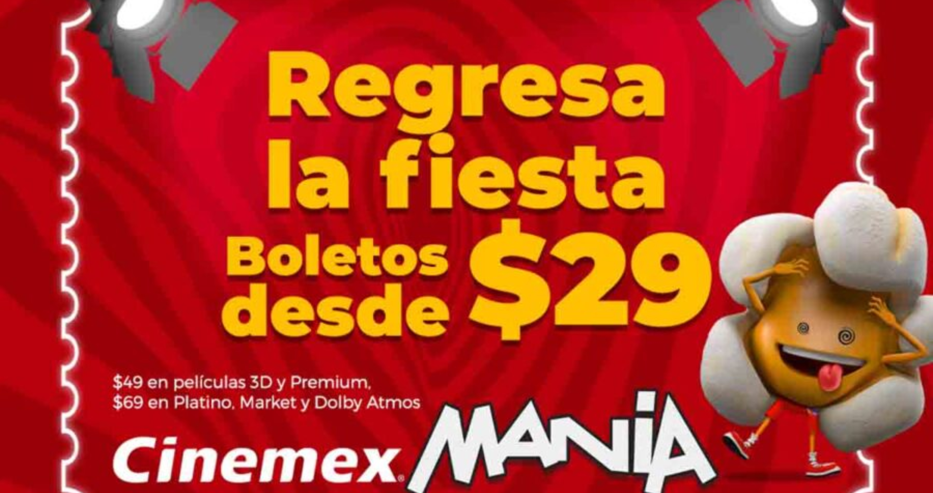 Cinemex vende boletos a $29 pesos, esto es lo que tienes que saber respecto a esta promoción 