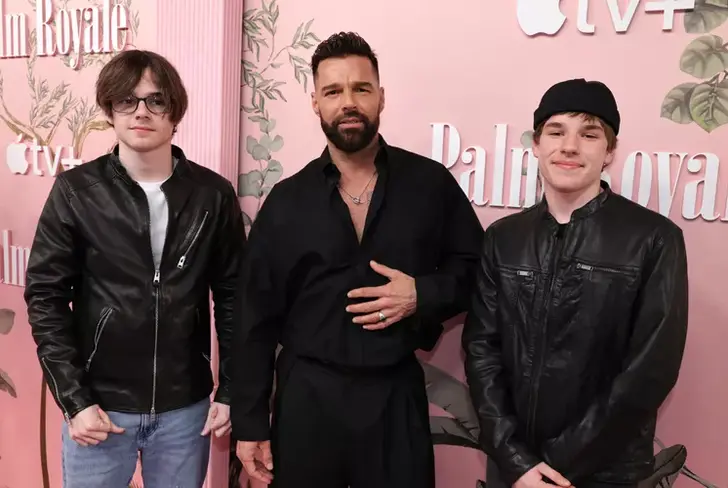 Ricky Martin con sus dos hijos Matteo y Valentino