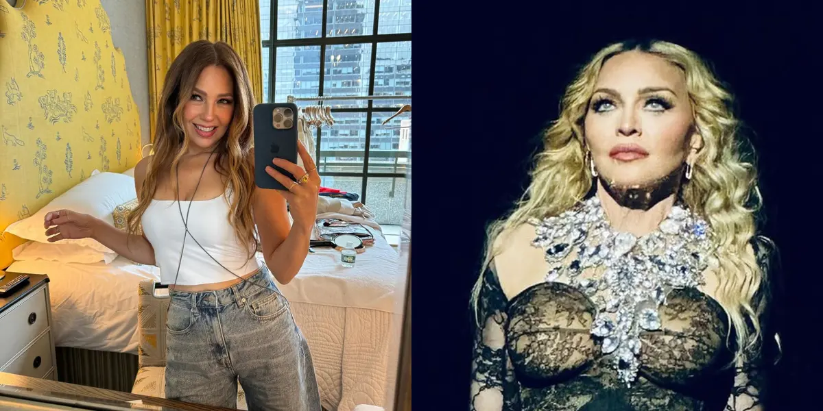 Thalía se disfraza de Madonna para ir a su concierto, así fue el proceso de la transformación