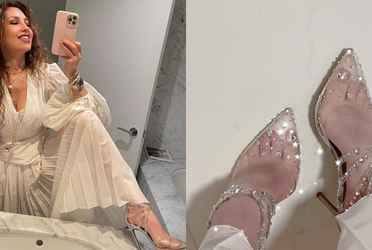 Lo que costaron los zapatos de cristal que Thalía usó en 'San Valentín' y presumió en redes sociales